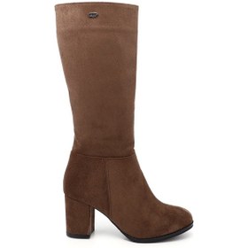 Resim Gönderi(R) Kadın Kahve Süet Yuvarlak Burun Fermuarlı Kalın Topuklu Çizme Dkzc66832509 Kahverengi 