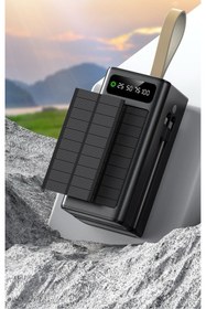 Resim MATECHNO Solar 50.000 Mah Güneş Enerjili Led Işıklı Powerbank Şarj Aleti 4xUsb Çıkış Çoklu Şarj Çıkışı Kablo 