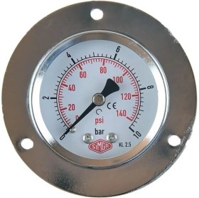 Resim Ø52 mm Ön Flanşlı Kuru Tip Manometre, 0-25 Bar Ölçüm Aralığı 