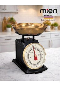 Resim Mien Mekanik Mutfak Terazisi 2 Kg Paslanmaz Çelik Hazneli, Analog Klasik Terazi Siyah 