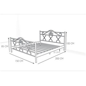 Resim Metalia Gm 301 Gold Çift Kişilik Metal Karyola Siyah 150X200 
