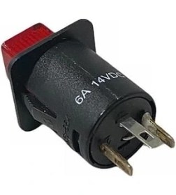 Resim ENG 12V Buton 6 A Pls Kare (Kalıcı) (On/off) (3 Fişli) (12 Mm) Kırmızı Işıklı 