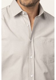 Resim Tudors 26399 Klasik Fit Uzun Kol Armürlü Erkek Gömlek Bej 