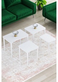 Resim Canisa Concept Kuğu Serisi Mdf Beyaz 4lü Sehpa Takımı Beyaz Gürgen Ayaklar Sehpalar Beyaz Ayakları Beyaz 