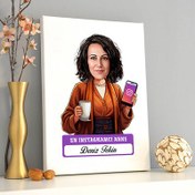 Resim Instagramcı Anne Karikatürlü Kanvas Tablo 