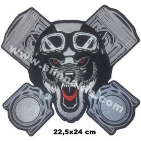 Resim Kurt Kafası Mont Arması Nakış Işleme Arma Pec Patch 22 5X24 Cm Çok Renkli 