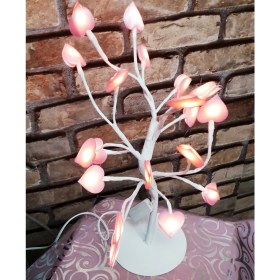 Resim Kuzey Oyuncak Dekor Düğün Işıkları Işıklı Mini Anı Ağacı LED Işıklı Ağaç Pembe Kalpli Ağaç Sıradışı Tasarım Ağaç 
