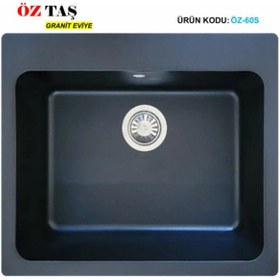 Resim Öztaş ÖZ-60S Granit Mutfak Eviye Siyah Tek Gözlü 55 x 60 CM 