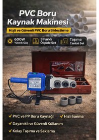 Resim Pvc Boru Kaynak Makinesi 600w 3 Başlıklı Çantalı Set 