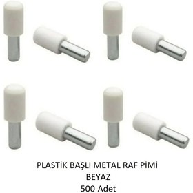Resim Adilon Plastik Metal Başlı Raf Pimi Beyaz 500 Adet 