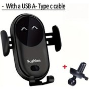 Resim Turcoshop11 Siyah 15w Hızlı Kablosuz Araba Şarj Cihazı Otomatik Kilitli Usb Type-c İphone 14 Galaxy S23 Uyumlu 