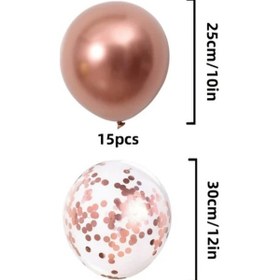 Resim Sunshine022 20 Adet Gül Altın Metal Parıltılı Balon Seti Parti Dekorasyon Fotoğraf Stüdyo Gül Altını 