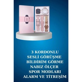 Resim Marsilyan Kablolu Bluetooth Kulaklık Ve Kadınlara Özel Bileklik Hediyeli Yeni Nesil Akıllı Saat 3 Kordonlu 