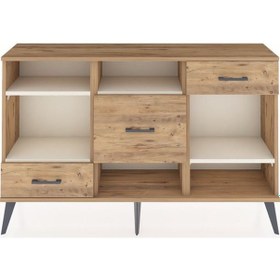 Resim Arges Konsol 4 Raflı 3 Çekmeceli 132x30x83 Çam-aytaşı/çam Aytaşı/çam 