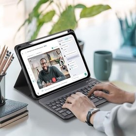 Resim Waiktyne iPad 10. Nesil 10.9'' 2022 için Klavye Kılıfı, Kalem Tutuculu Akıllı Folyo Kapak, İnce Şarj Edilebilir Manyetik Bluetooth Klavye Çıkarılabilir (Siyah) 