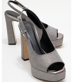 Resim Luvi Shoes Glora Platin Simli Kadın Platform Topuklu Abiye Ayakkabı Platin 