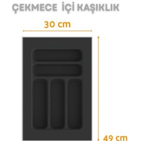 Resim Çekmece İçi Kaşıklık Ve Kepçelik Düzenleyici Antrasit 30x49 Cm 23,5x40 Cm Kadar Kesilebilir Antrasit 
