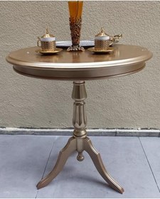 Resim BENGİ TİCARET Fiskos Sehpa EKO 90501 Baba 3 Ayak 60CM Hareketli MDF Tabla Parlak Gold El Yapm 