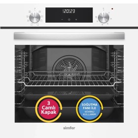 Resim Simfer 8209 Beyaz Cam Ankastr Fırın 76 lt A Enerji Sınıfı 9 Fonksiyon Turbo Pişirme 