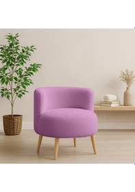 Resim Azra Mobilya Lila Sydney Teddy Welsoft Kumaş Modern Berjer Demonte Ahşap Ayaklı, Konforlu Oturma Alanı Lila 