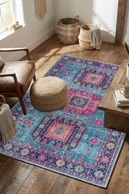 Resim Monnhein Yıkanabilir Halı ve Yolluk - Kaymaz Tabanlı Salon Halısı, Mutfak Halısı, Modern Dijital Baskı Tasarım(0120) 
