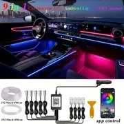 Resim 9-in-1 RGB Araba İç LED Ortam Işığı Kiti, APP Program Kontrolü, 16 Milyon Renk, Çoklu Modlar, 4 Kapı Işığı, 1 Gösterge Panel Işığı, 4 Ayak Işığı, Müzik Mikrofonu ile Senkronizasyon, USB Güçlü, Pil Gerektirmez, Motor Araçları için 