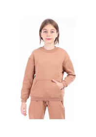 Resim Toontoy Unisex Çocuk Nakışlı Sweatshirt Kahverengi 