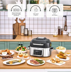 Resim Karaca 6 Kişilik Geniş Hacim Dijital Ekran ve 7 Ön Programlı Premium Airfryer ve Izgara Makinesi 6lt 
