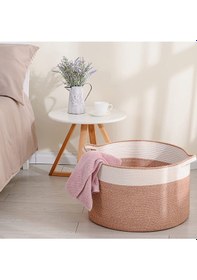 Resim Mavaux Shahbaz Özel Pamuklu Jüt Battaniye Sepeti Hasır Oyuncak Sepeti Jüt Çamaşır Sepeti 40-30 Hasır 