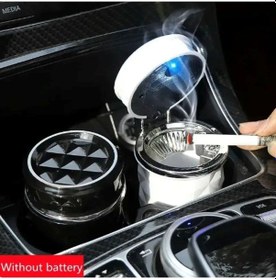 Resim Kristal Pırlanta Taş Görünümlü Mavi Led Işıklı Lüx Oto Küllük Kapaklı Araç İçi Küllük Beyaz 