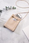 Resim dk leather Kadın Krem Bej Küçük Cepli Omuz Askılı Çapraz Kadın Çantası, Minimal Telefon Çantası 