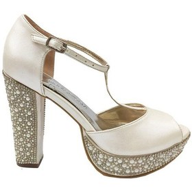 Resim Smilee 4499 Platform Topuklu Kadın Abiye Ayakkabı Krem 