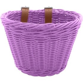Resim Mufunye Çocuk Bisiklet Ön Sepet Bisiklet Askılı Sepet Bisiklet Pp Rattan Dokuma Sepet Ayarlanabilir Kemerlerle F Mor 