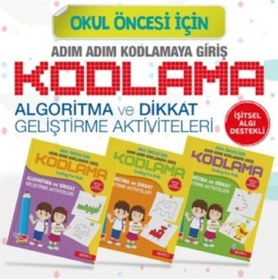 Resim Okul Öncesi Adım Adım Kodlamaya Giriş Seti-3 Kitap Takım- Dikkat Atölyesi Yayınları 