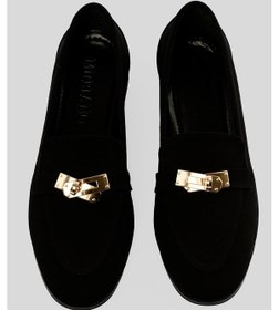 Resim Kadın Nubuk Loafer Gold Tokalı Günlük Ayakkabı Elna Siyah Siyah 