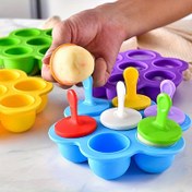 Resim Renkli Silikon Dondurma Kalıbı - 7 Gözlü DIY Buzlu Şekerleme & Kek Yapıcı Mutfak ve Yemek İçin 