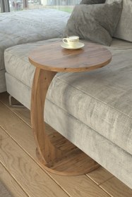 Resim Limnizza Yuvarlak Tekerlekli C Sehpa Koltuk Yanı Laptop Masası Modern Zigon Yan Sehpa Salon Ofis 