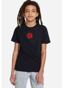 Resim Naruto Logo Baskılı Unisex Çocuk Siyah T-Shirt 