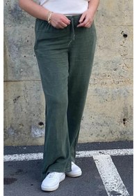 Resim Kadın Haki Keten Pantolon Haki 
