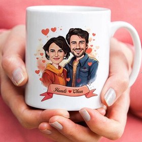 Resim Çiftlere Özel Efsane Aşkımız Karikatürlü Kupa Bardak 
