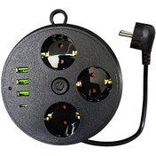 Resim Evimdeyokyok 3395 16A 4000 Watt 3xUsb - 1 Type-C Akım Korumalı Makaralı Anahtarlı 3'lü Priz 