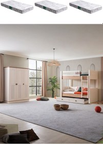 Resim Ranza, Zenit Yavrulu Ranza 3 Kapaklı Dolap 3 Adet Comfort Yatak 