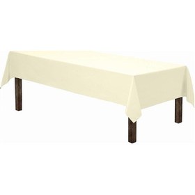Resim Sıvı Geçirmez Dertsiz Keten Masa Örtüsü Krem 