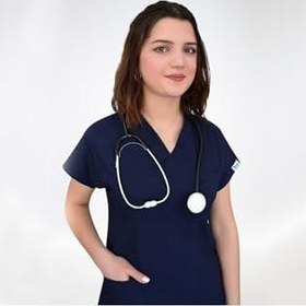 Resim Unisex Lacivert Soft Likra Takım, Hemşire Doktor Hastane Üniforma, XL Beden 