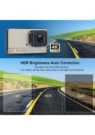 Resim 4k Ultra Hd Çift Kameralı Araç İçi Kamera Gece Görüşlü Akıllı Dashcam 