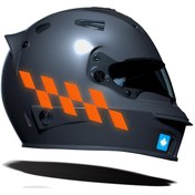 Resim Floresan Turuncu Damalı Kask Motosiklet Sticker Takımı Çınar Extreme 