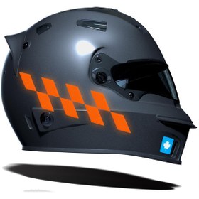 Resim Floresan Turuncu Damalı Kask Motosiklet Sticker Takımı Çınar Extreme 
