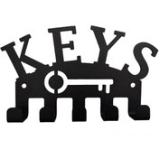 Resim AJU Anahtar Askılığı Keys Yazılı Dekoratif Metal Tasarım Anahtarlık Paslanmaz Hediyelik Siyah 