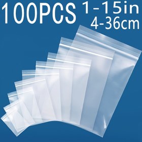 Resim 100 adet 1"-15" Kalınlaştırılmış Plastik Ziplock Poşetleri, Çift Kalınlık 0.13mm/5.12 mil, Tekrar Kullanılabilir Kendinden Kapama Hediye Poşetleri, Giysiler, Pantolonlar, Yorganlar, Havlular, T-Shirt'ler, Çoraplar, Araçlar ve Tatil Hediye Paketleme için Şeffaf Çok Amaçlı Depolama Poşetleri - Dayanıklı, Sızdırmaz ve Çok Amaçlı Düzenleyici Poşetler, Depolama Poşetleri | Çok Amaçlı Depolama | Dayanıklı Plastik, Depolama Poşetleri 
