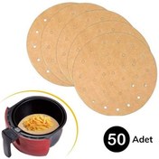 Resim 50 Adet Air Fryer Pişirme Kağıdı Tek Kullanımlık Hava Fritöz Yapışmaz Yağlı Kağıt Delikli Model 